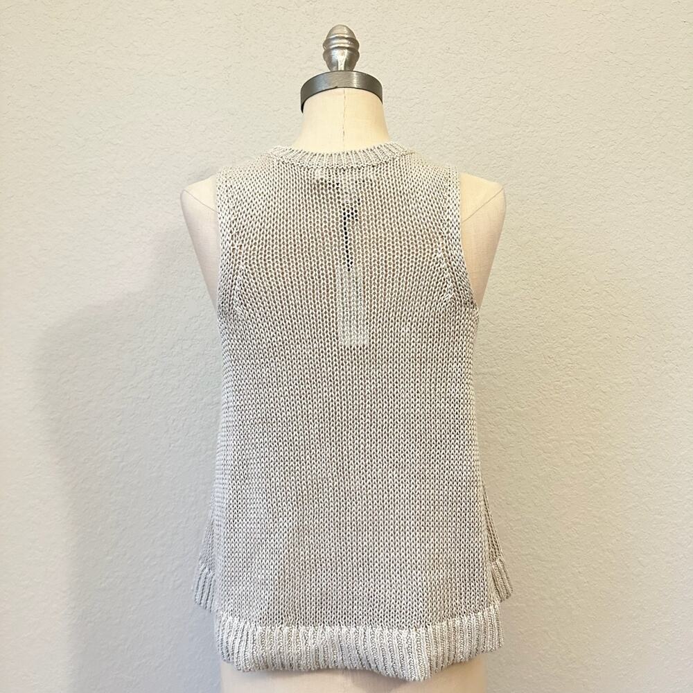 BANANA REPUBLIC Sweater Tank Beige Heirloom Linen Open Knit Pullover NWT - Picture 2 of 9